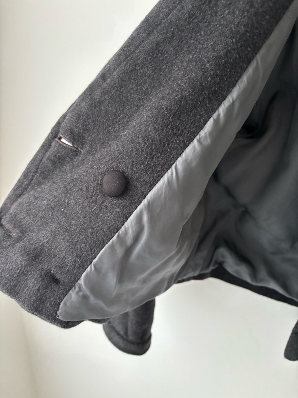 Cropped Wool Jacket Double Breasted | Charcoal Minimalist Chic Blazer - Picture 9 of 10